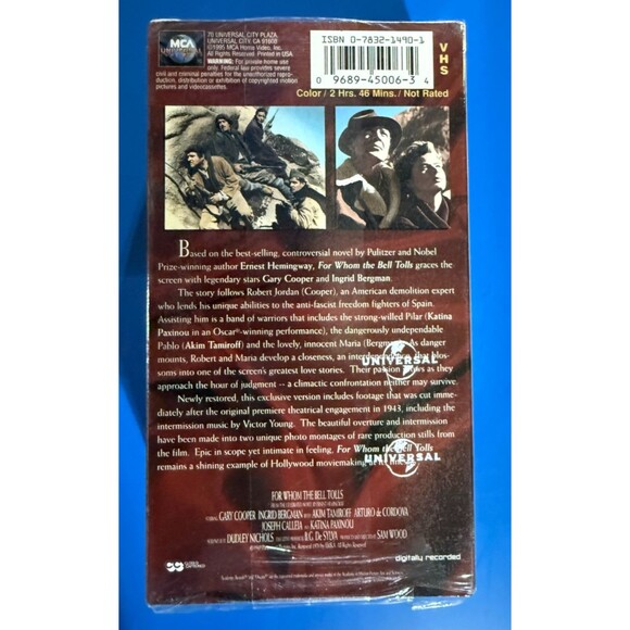 For Whom the Bell Tolls (VHS,  2-Tape Set, Limited Collector Set) New Sealed - Picture 2 of 3